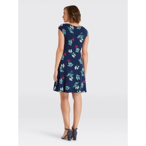 Draper James Floral Ponte A-Line Dress Navy Blue - Picture 2 of 7
